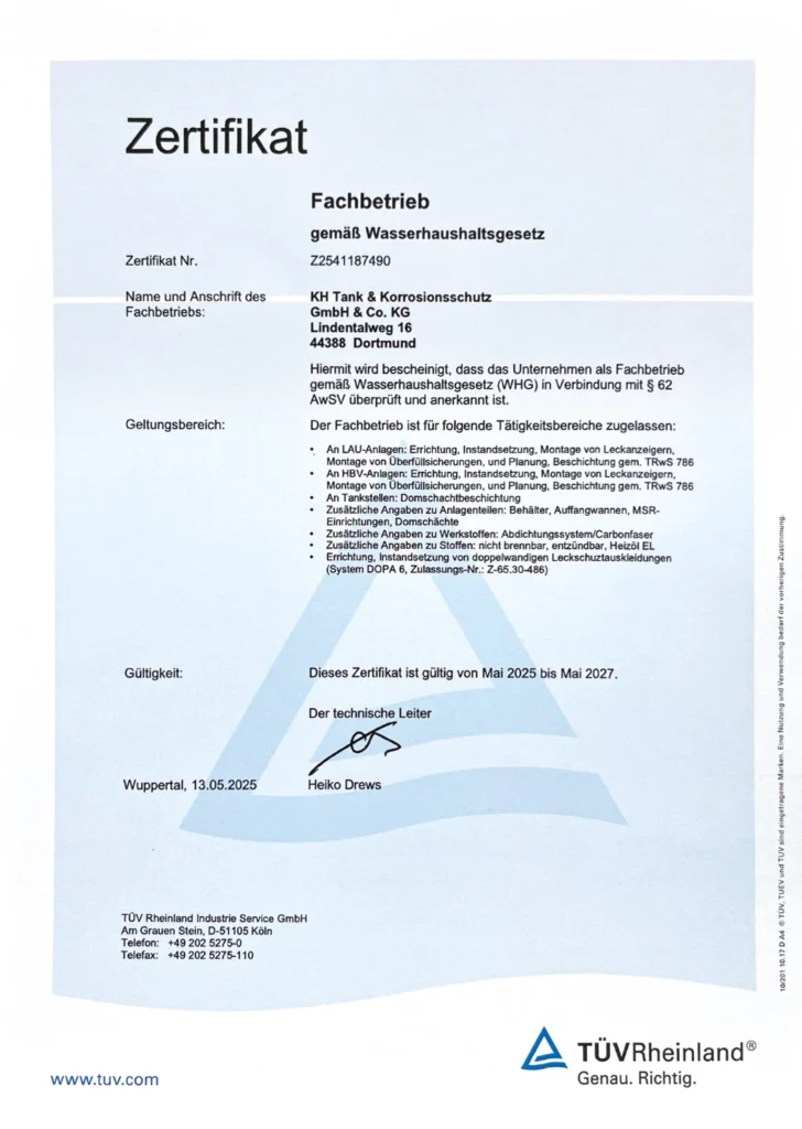 Zertifikat whg kh 2025 2027